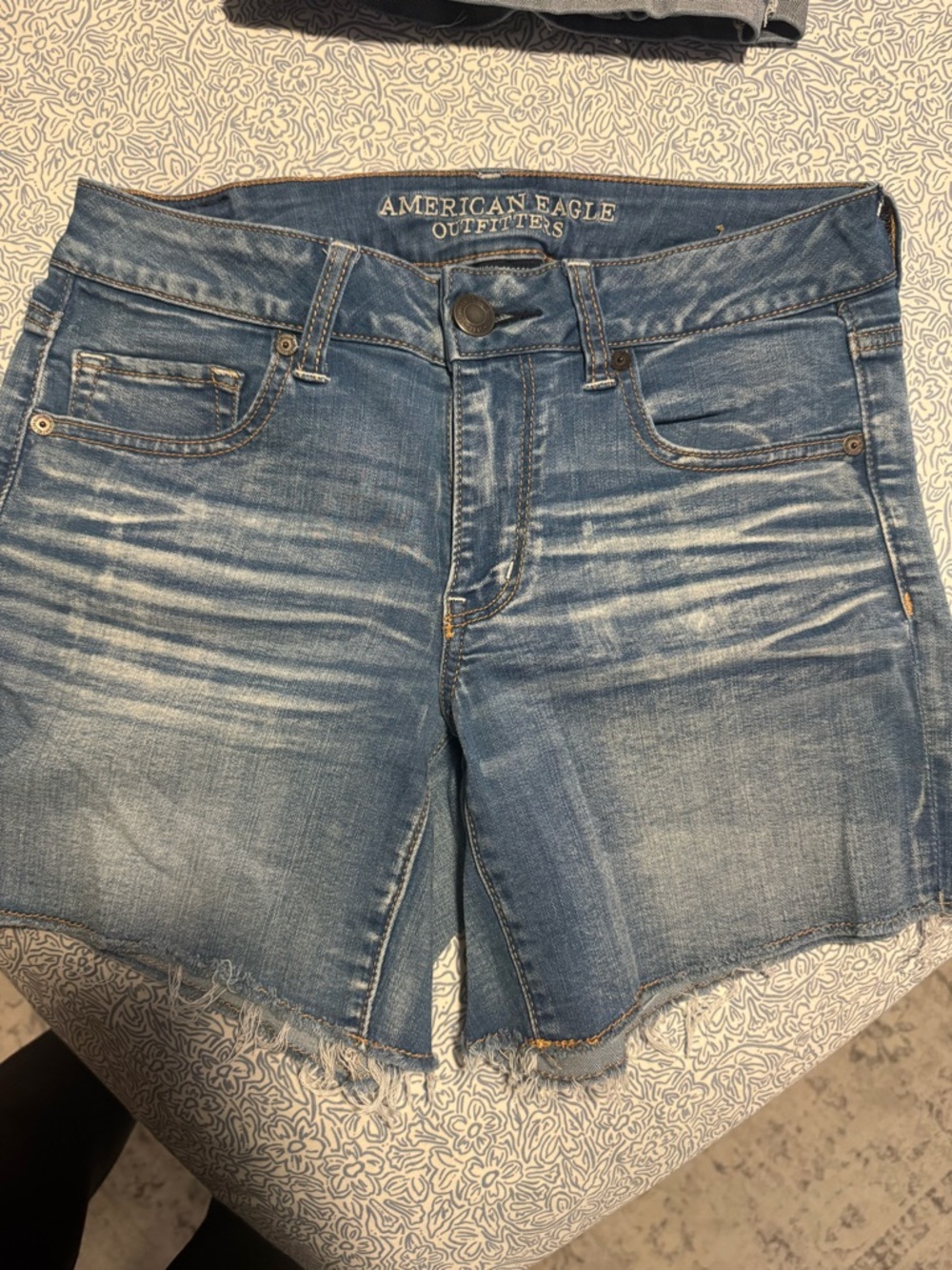 American Eagle Outfitters Medium Blue Distressed Denim Cutoff Shorts